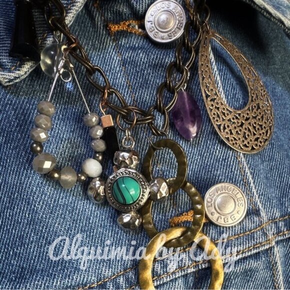 Layered tassel long statement charms necklace - Picture 2 of 5